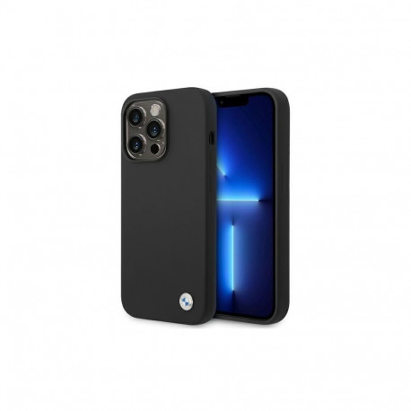 BMW BMW Silicone Metal Logo Case for iPhone 14 Pro Max - Black