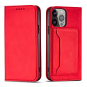 Hurtel Magnet Card Case case for iPhone 14 Plus flip cover wallet stand red