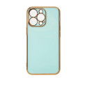 Hurtel Lighting Color Case for iPhone 12 Pro Max, gel cover with a gold frame, mint