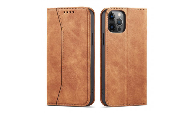 Hurtel Magnet Fancy Case Case for iPhone 12 Pro Max Pouch Wallet Card Holder Brown