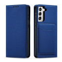 Hurtel Magnet Card Case Case for Samsung Galaxy S22 + (S22 Plus) Pouch Wallet Card Holder Blue