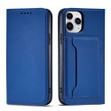 Hurtel Magnet Card Case for iPhone 12 cover card wallet card stand blue