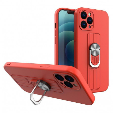 Hurtel Ring Case silicone case with finger grip and base for Xiaomi Redmi Note 11S / Note 11 red