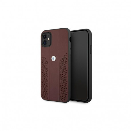 BMW BMW Leather Curve Perforate Case for iPhone 11 / Xr - Red