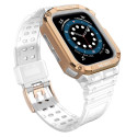 Hurtel Protect Strap Band for Apple Watch 42/44/45mm Armored Case Strap - White, Rose Gold