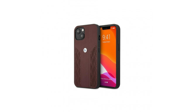 BMW BMW Leather Curve Perforate Case for iPhone 13 mini - Red