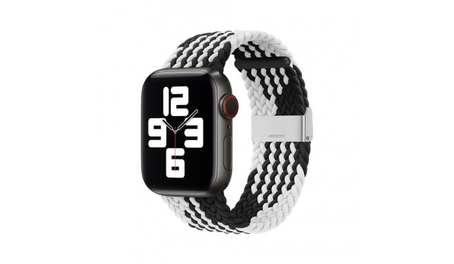 Hurtel Braided Fabric Bracelet Strap Fabric Band for Apple Watch 38 / 40 / 41 mm - Black and White