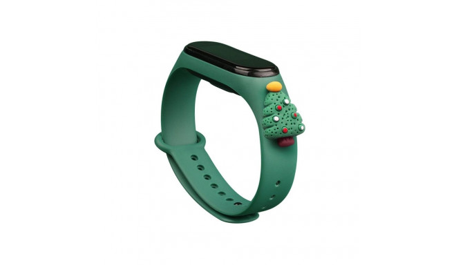 Hurtel Strap Xmas for Xiaomi Mi Band 3 / 4 Christmas Silicone Strap Bracelet with Christmas Tree - D
