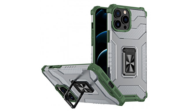 Hurtel Crystal Ring Case Kickstand Tough Rugged Cover for iPhone 13 Pro Max green