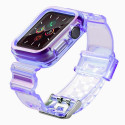 Hurtel Silicone Band Strap Bracelet Case Strap Light Set for Apple Watch 42mm - Purple