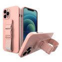 Hurtel - Rope case gel case with a chain lanyard bag lanyard iPhone 13 Pro Max pink