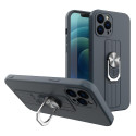 Hurtel Ring Case silicone case with finger grip and stand for Samsung Galaxy A42 5G dark blue