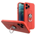 Hurtel Ring Case silicone case with finger grip and stand for iPhone XS Max red