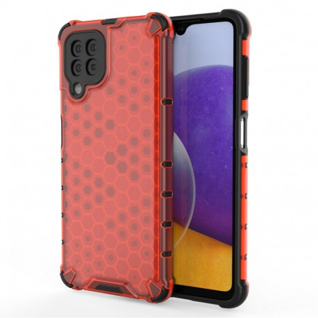 Hurtel Honeycomb Case armor cover with TPU Bumper for Samsung Galaxy A22 4G red
