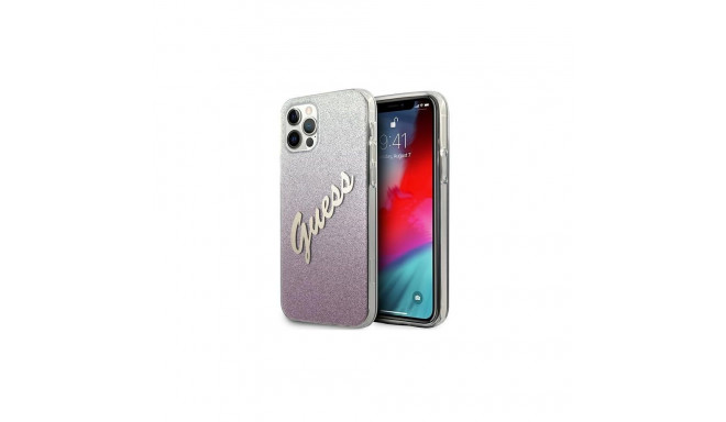 Guess Guess GUHCP12LPCUGLSPI iPhone 12 Pro Max 6.7" pink/pink hardcase Glitter Gradient Script
