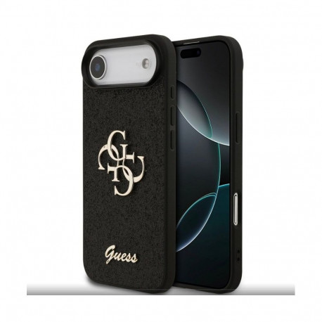 Guess Apple iPhone Air PU Fixed Glitter 4G Metal Logo Case Black