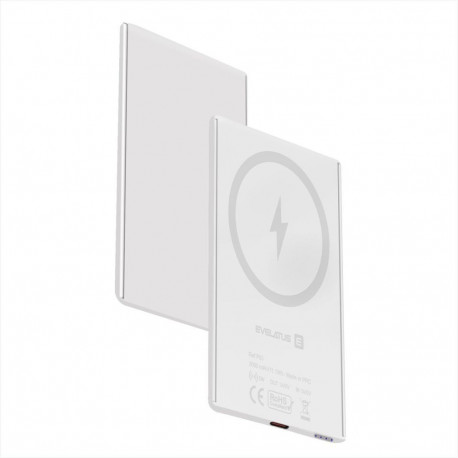 Evelatus 3000mAh Power Bank Super Slim With Wireless chargingEVEP03PBSSW White
