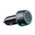 Joyroom 2x USB C 70W car charger with LED backlight Black