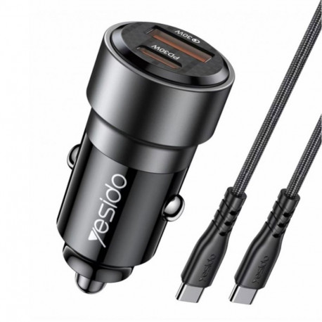 yesido Y55 60W Fast Charging Car Charger | With TC to TC cable car cigarette lighting port charger a