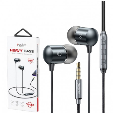 yesido YH42 Earphone 3.5mm With Microfone Black