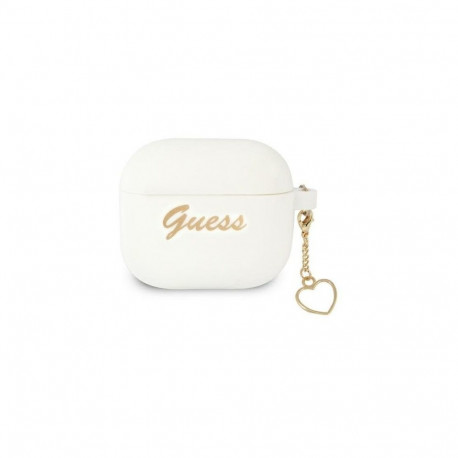 Guess Apple AirPods 3 cover Silicone Charm Heart Collection White