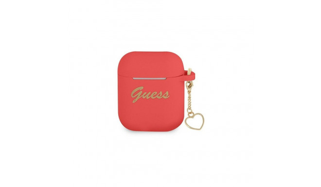 Guess Apple AirPods 1/2 Silicone Charm Heart Collection Red