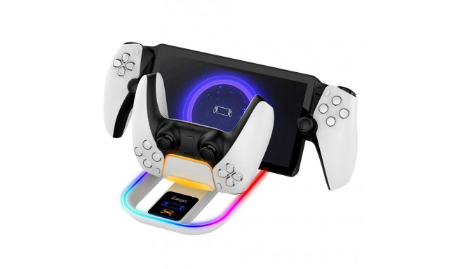 - iPega P5P11 Charger Dock with RGB 2in1 for Playstation Portal Remote Player and PS5 Controller Whi