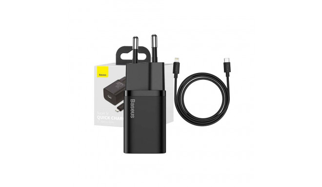 Baseus Baseus Super Si Quick Charger 1C 20W with USB-C cable for Lightning 1m (black)