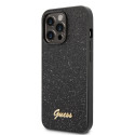 Guess - Guess PC/TPU Glitter Flakes Metal Logo Case for iPhone 14 Pro Max Black