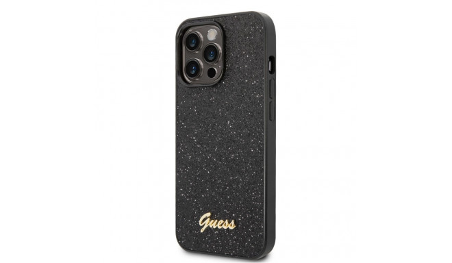 Guess - Guess PC/TPU Glitter Flakes Metal Logo Case for iPhone 14 Pro Max Black