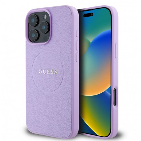 Guess Apple Guess PU Grained Classic Logo MagSafe Case for iPhone 16 Pro Max Purple