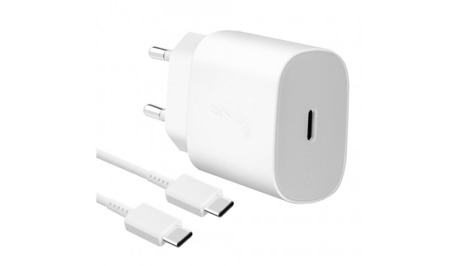 Samsung - EP-TA800EWE + EP-DA905BWE Samsung 25W Travel Charger + USB-C/USB-C Data Cable White (OOB B