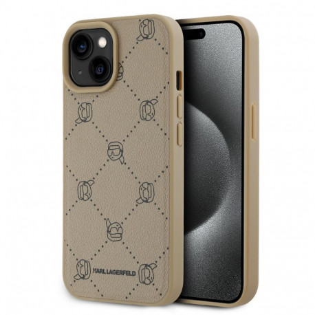 Karl Lagerfeld Apple Karl Lagerfeld PU Karl Heads Pattern MagSafe Case for iPhone 15 Beige