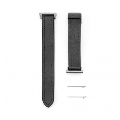 Connect 20mm Silicone Leather Watch Straps with Magnetic Black