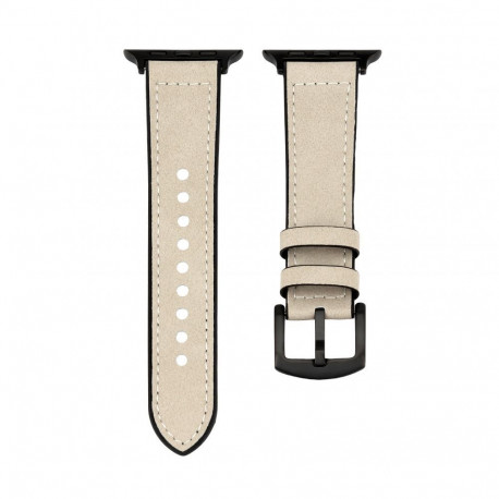 Connect Watch 38/40/41mm Silicone patch Leather Watch Strap (132mm M/L) White
