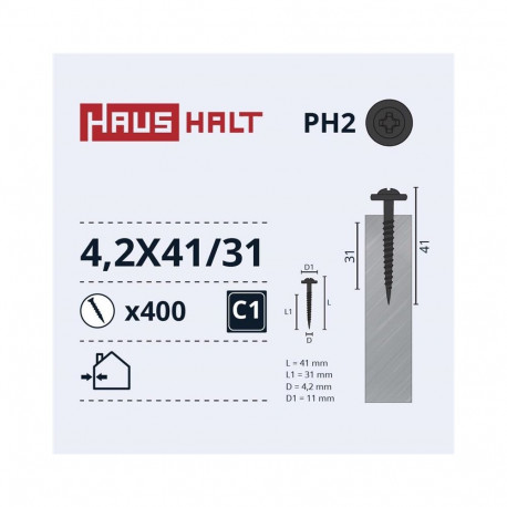 SELF SCREW 4,2X41/31 MET/MET+PHOSPH(400)