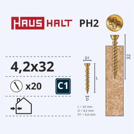 OSB kruvi 4.2x32 kollane ZN 20 tk
