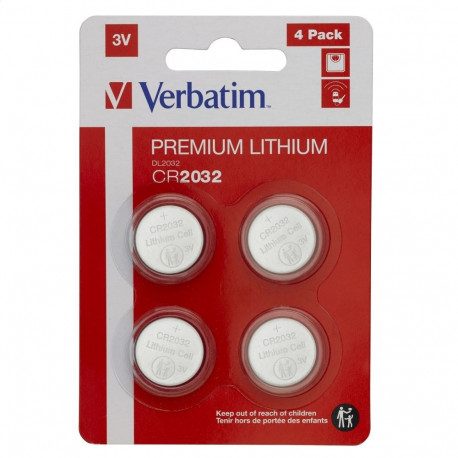 VERBATIM BATTERIES LITHIUM CR2032 BLISTER*4 49533