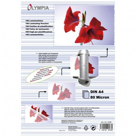 1x100 Olympia lamineerimiskiled DIN A4 80 mikron 9166