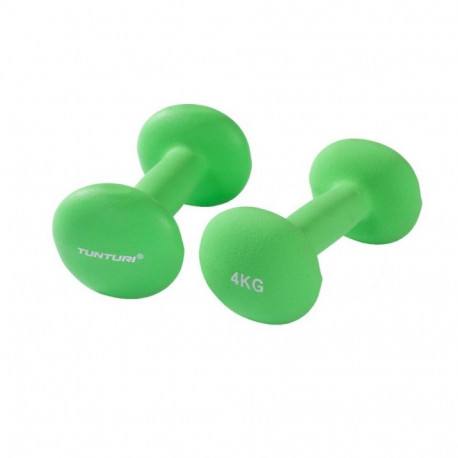 Hantlid TUNTURI Neopreen Dumbbells 4kg, rohelised