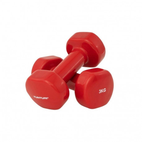 Hantlid TUNTURI Vinyl Dumbbells 3.0kg, punane