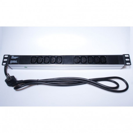 PremiumCord Power distribution Unit for 19" Rack 1U, 10xIEC (C13), 2m cable