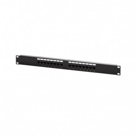 DIGITUS Patch panel,CAT5E,19",16xUTP RJ45,black