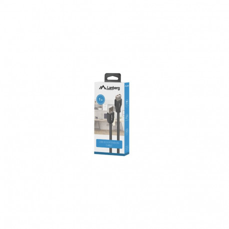 USB-A M/F 2.0 CABLE 1M BLACK BOX LANBERG
