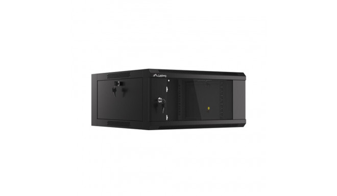 RACK CABINET 19" WALL-MOUNTED 4U/600 WITH GLASS DOOR BLACK LANBERG (ASSEMBLED)