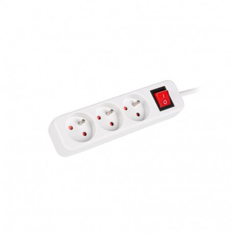 POWER STRIP LANBERG 1.5M 3X FRENCH OUTLETS WITH SWITCH QUALITY-GRADE COPPER CABLE WHITE