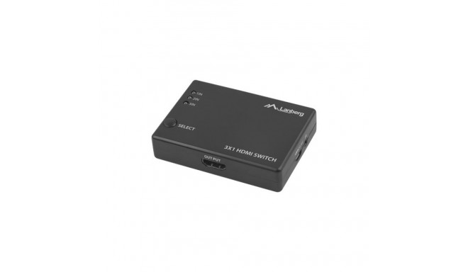 SWITCH VIDEO LANBERG 3X HDMI BLACK + MICRO USB PORT + REMOTE CONTROLLER