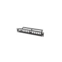 PATCH PANEL BLANK 12 PORT 1U WITH ORGANIZER FOR KEYSTONE MODULES BLACK LANBERG