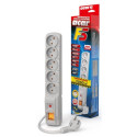 SURGE PROTECTOR ACAR F5 1.5M 5X FRENCH OUTLETS GREY