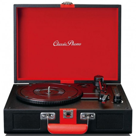 Suitcase turntable Lenco, black-red